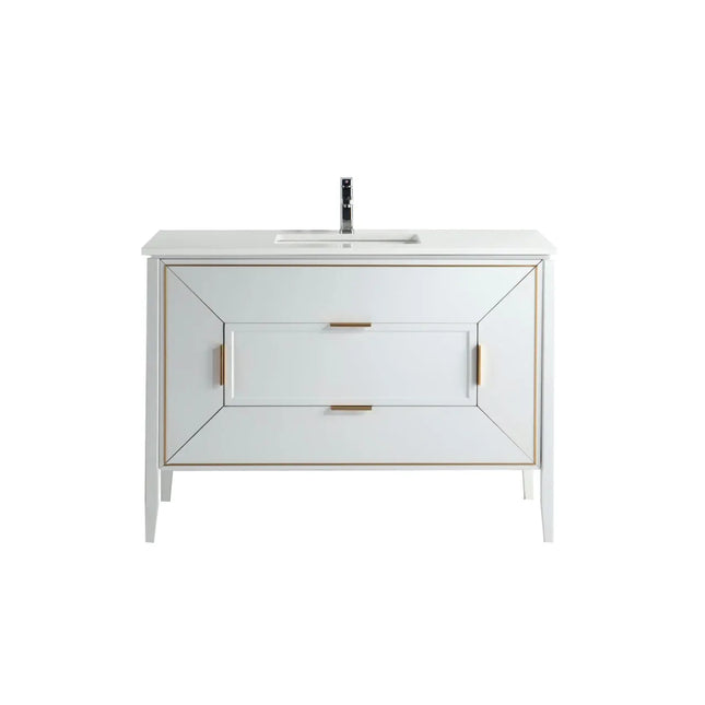 Kube Bath Vetro 48″ Gloss White Vanity W/ Quartz Counter Top - Plumbing Market