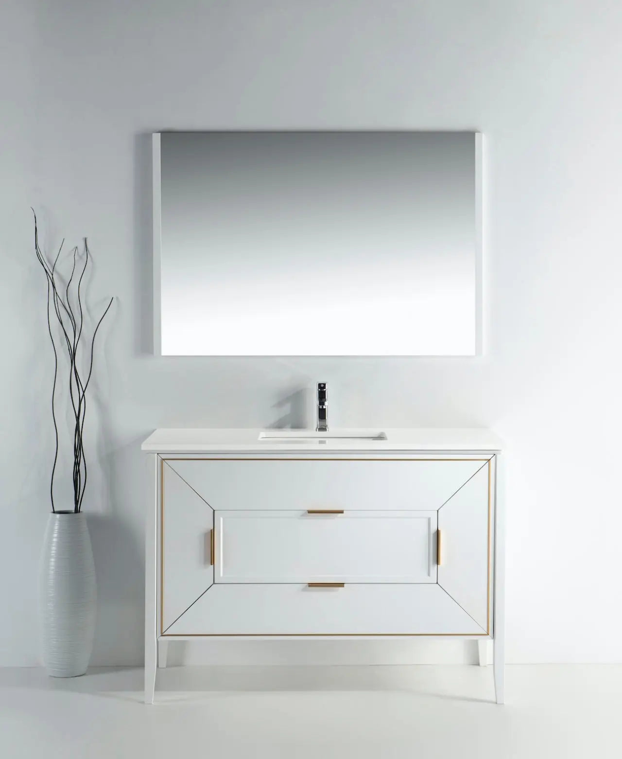 Kube Bath Vetro 48″ Gloss White Vanity W/ Quartz Counter Top - Plumbing Market