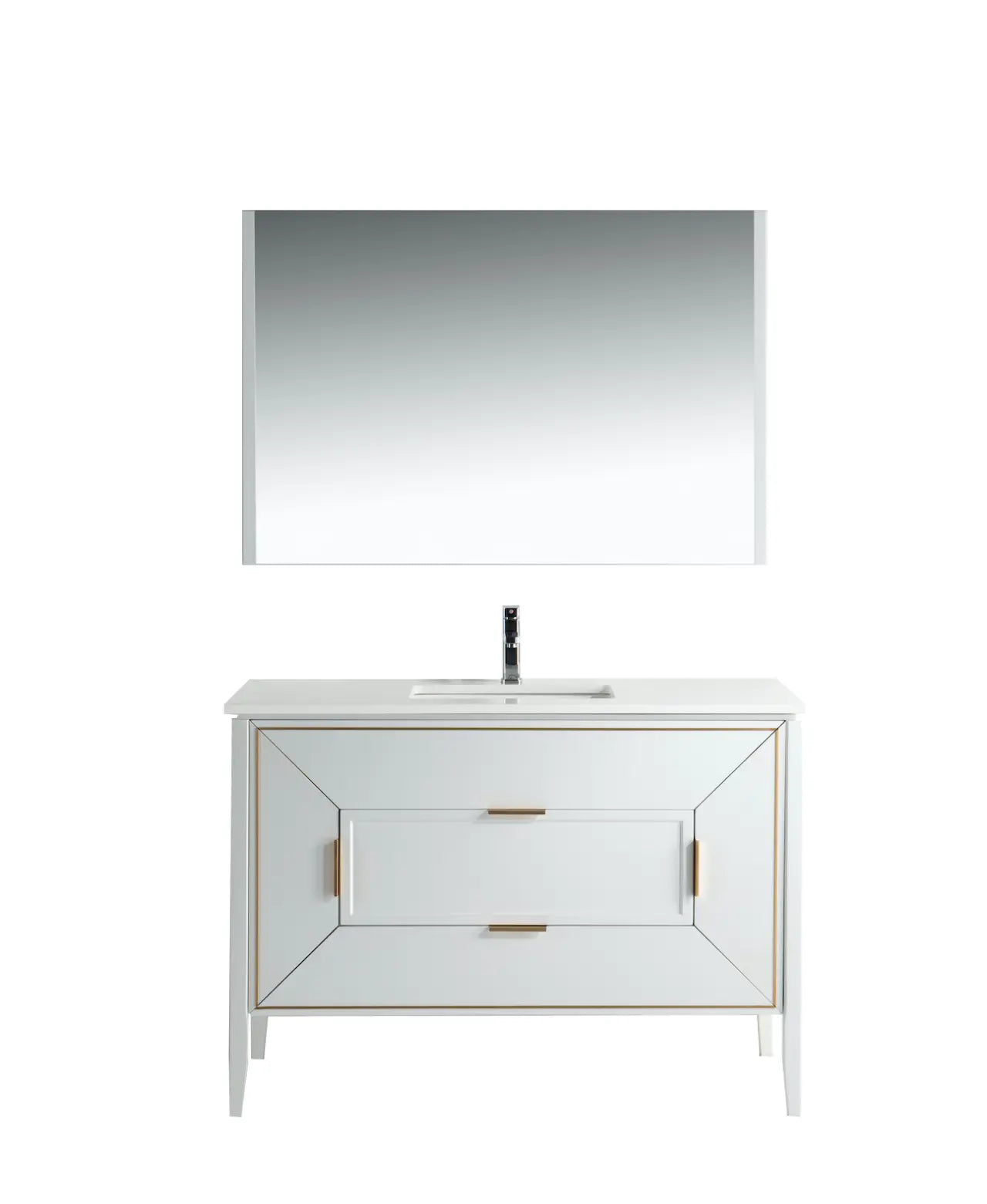 Kube Bath Vetro 48″ Gloss White Vanity W/ Quartz Counter Top - Plumbing Market