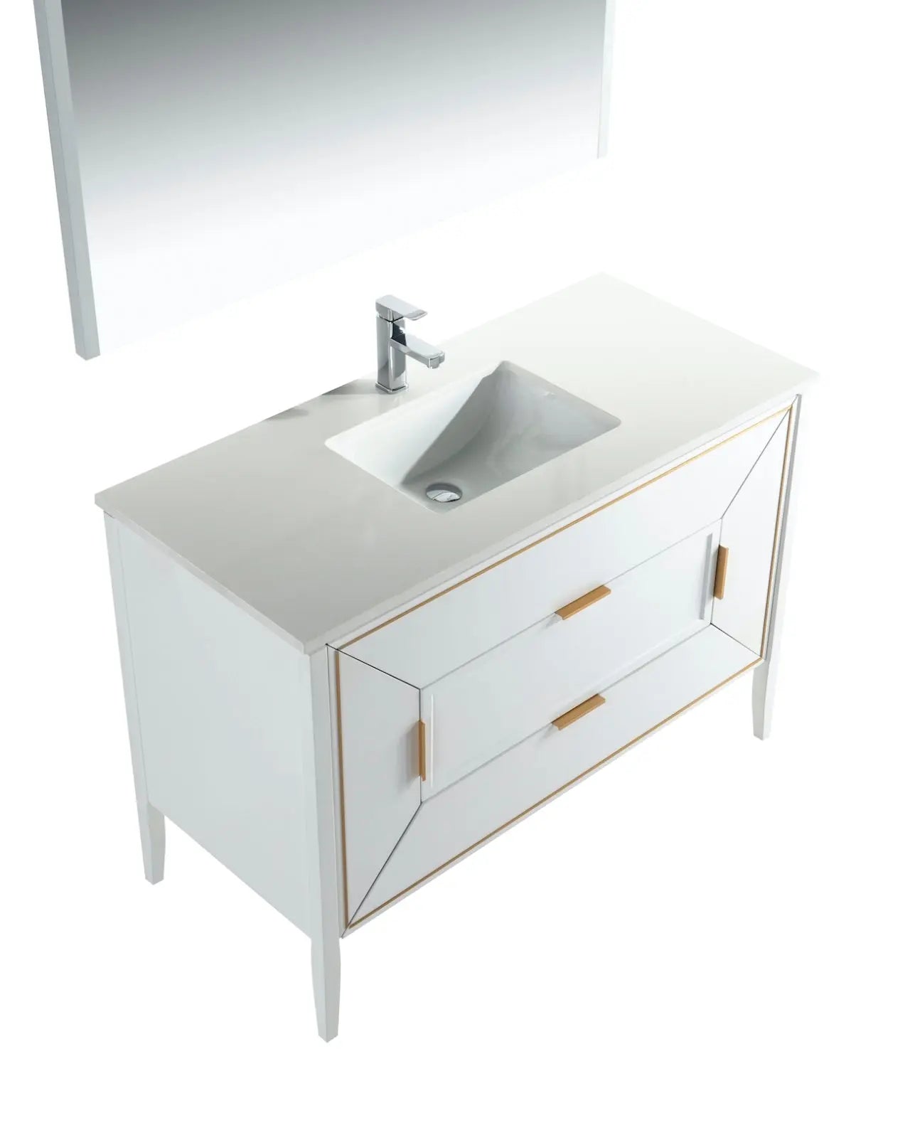 Kube Bath Vetro 48″ Gloss White Vanity W/ Quartz Counter Top - Plumbing Market