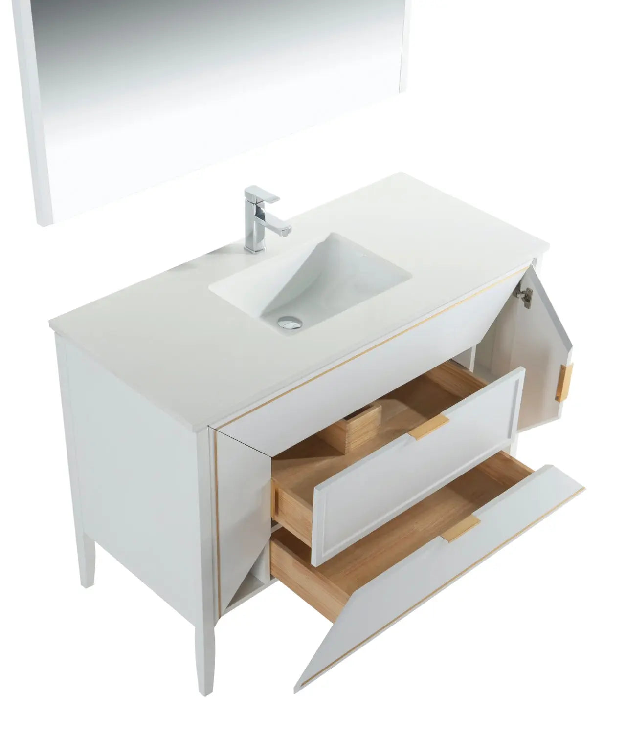 Kube Bath Vetro 48″ Gloss White Vanity W/ Quartz Counter Top - Plumbing Market