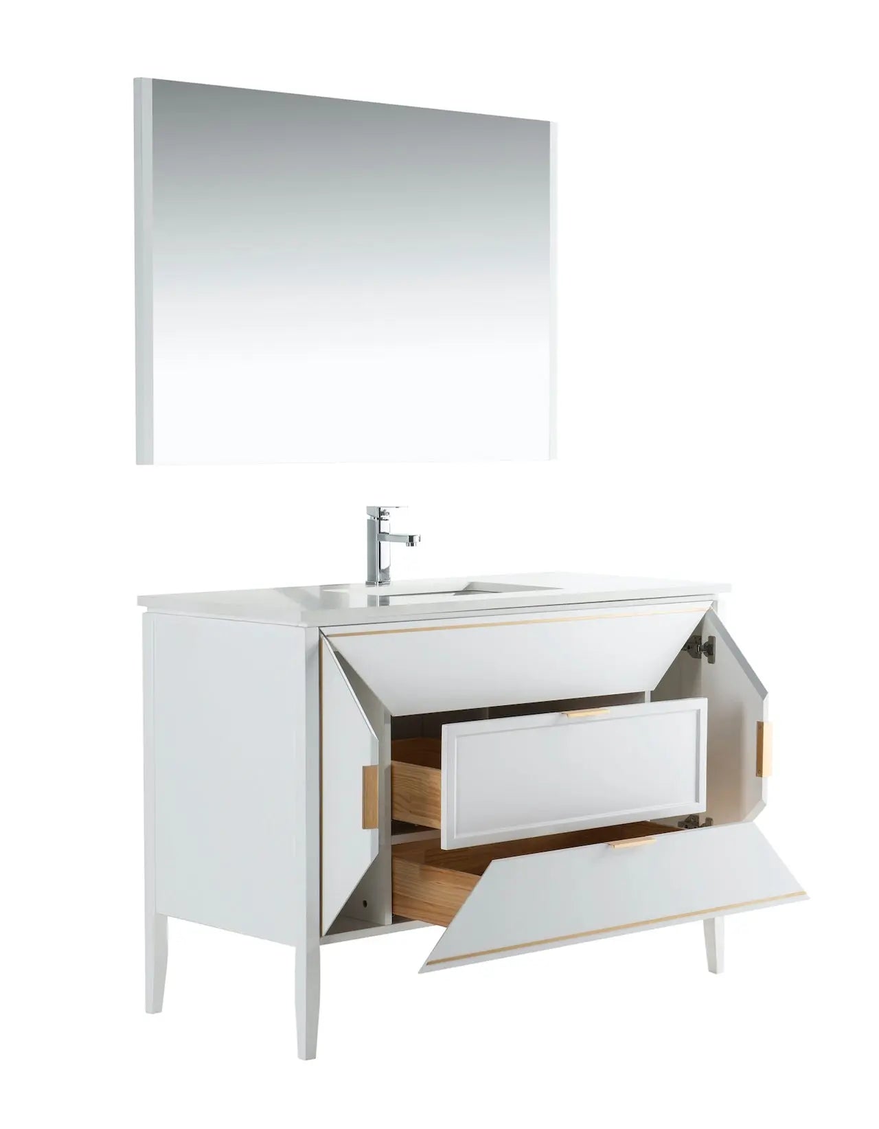 Kube Bath Vetro 48″ Gloss White Vanity W/ Quartz Counter Top - Plumbing Market