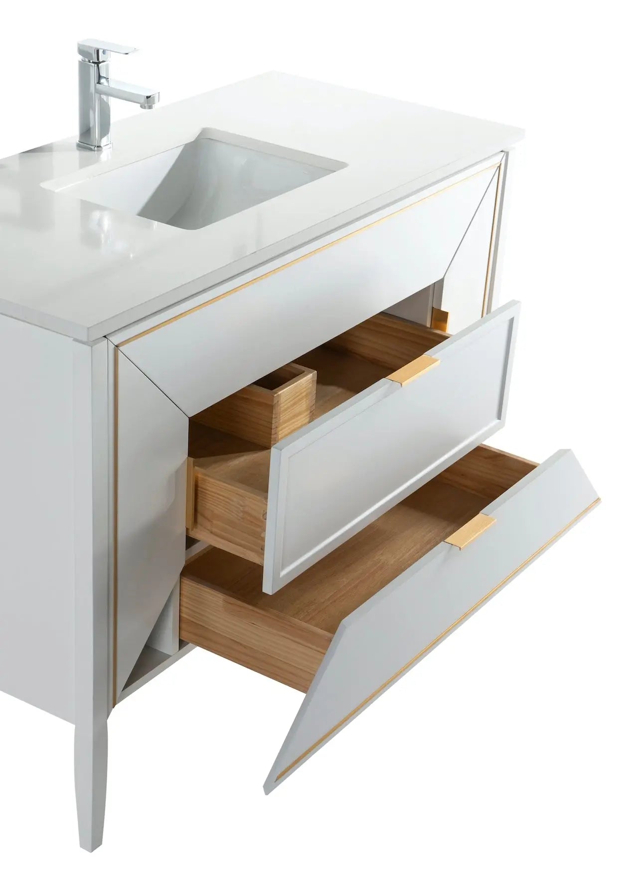 Kube Bath Vetro 48″ Gloss White Vanity W/ Quartz Counter Top - Plumbing Market