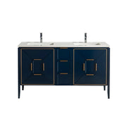 Kube Bath Vetro 60″ Gloss Blue Vanity W/ Quartz Counter Top - Plumbing Market