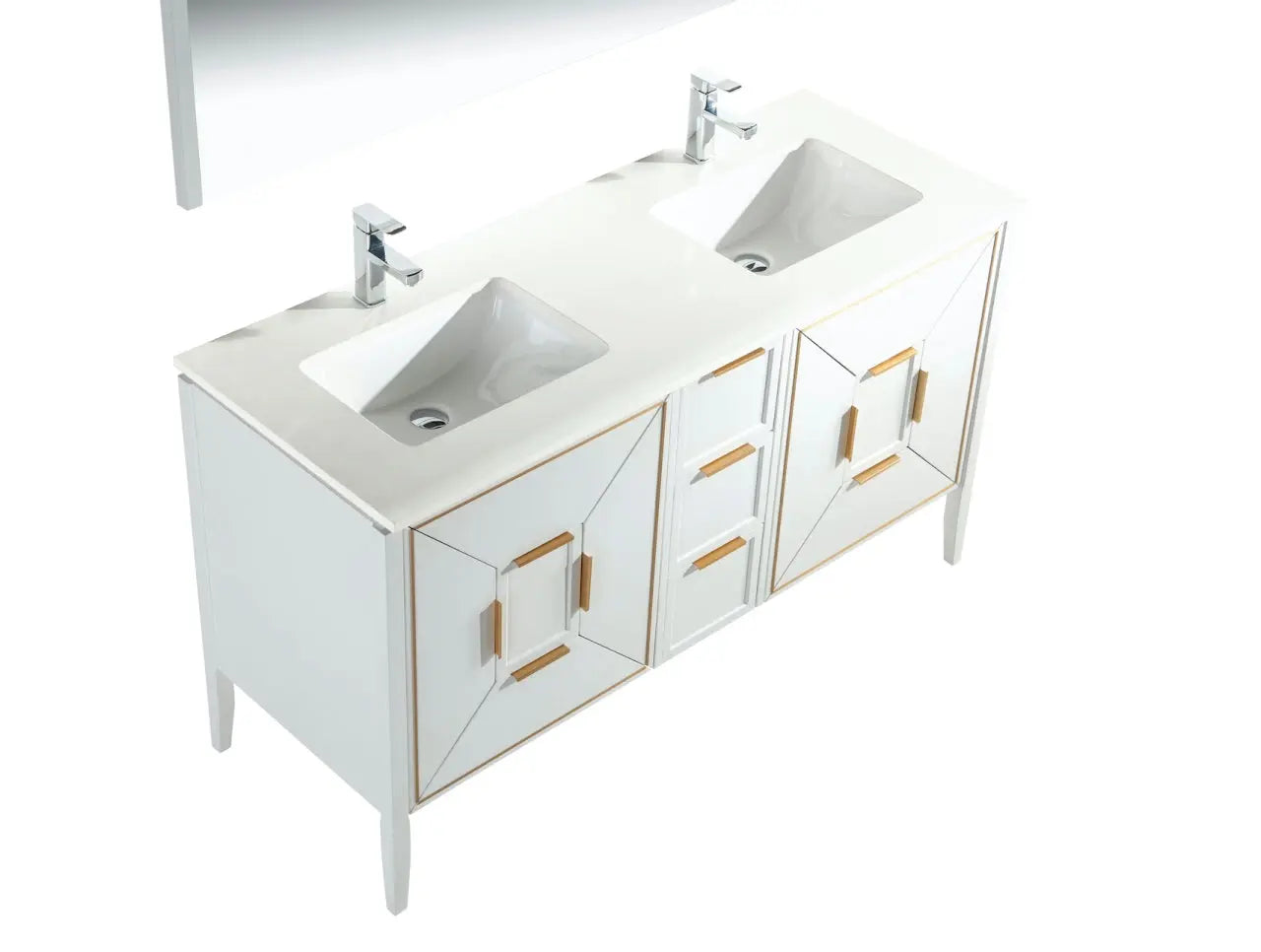 Kube Bath Vetro 60″ Gloss White Vanity W/ Quartz Counter Top - Plumbing Market