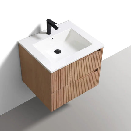 KubeBath 24” Fiore Modern Wall Mount Bathroom Vanity – Oakwood - Plumbing Market