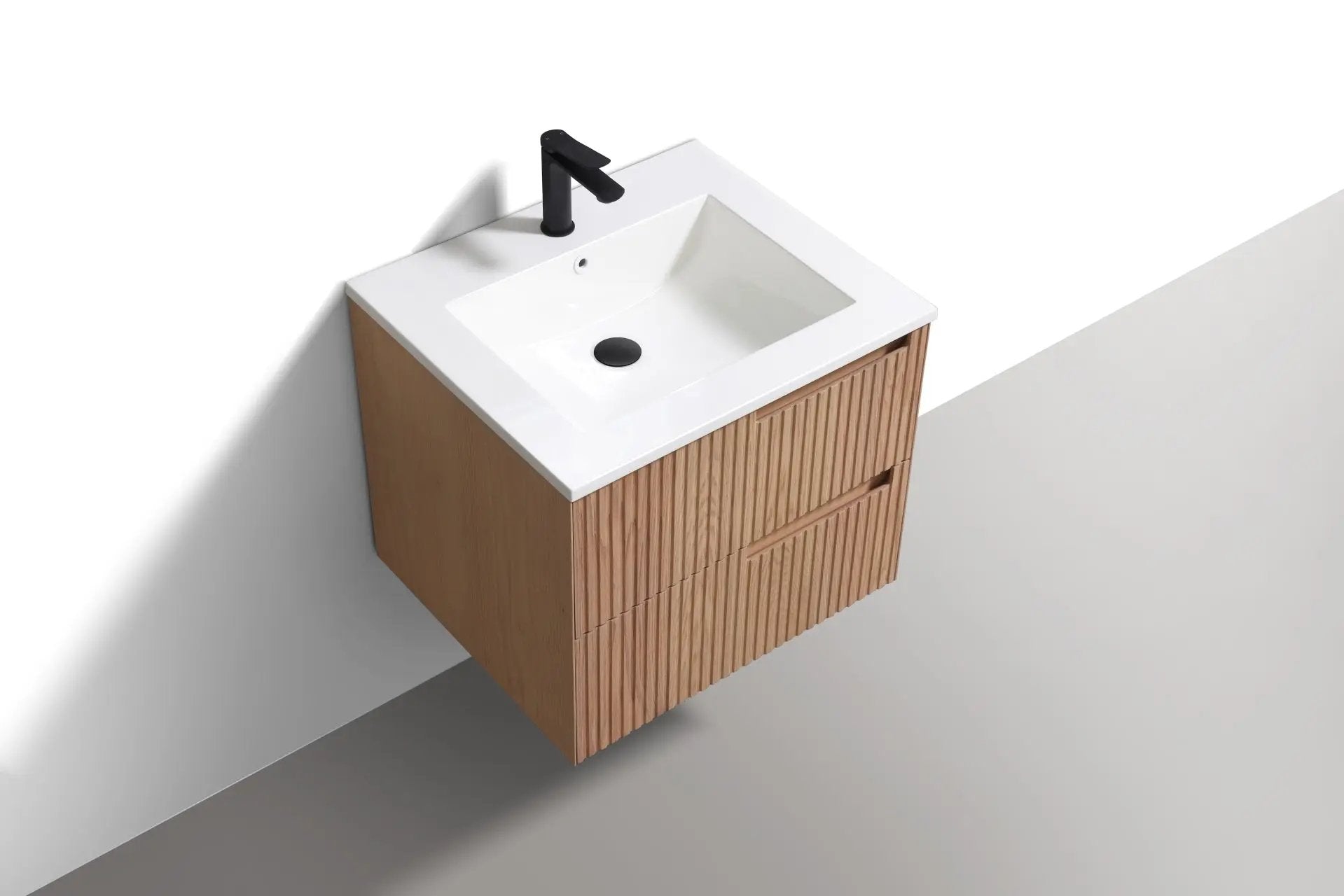 KubeBath 24” Fiore Modern Wall Mount Bathroom Vanity – Oakwood - Plumbing Market