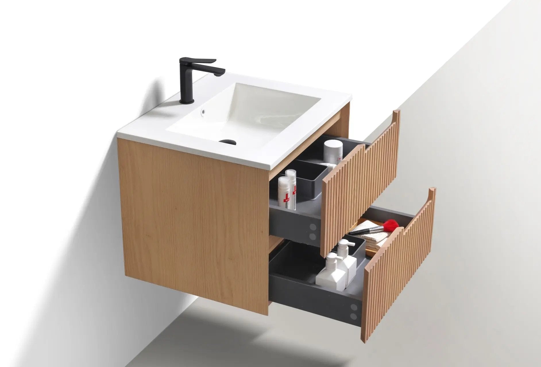 KubeBath 24” Fiore Modern Wall Mount Bathroom Vanity – Oakwood - Plumbing Market