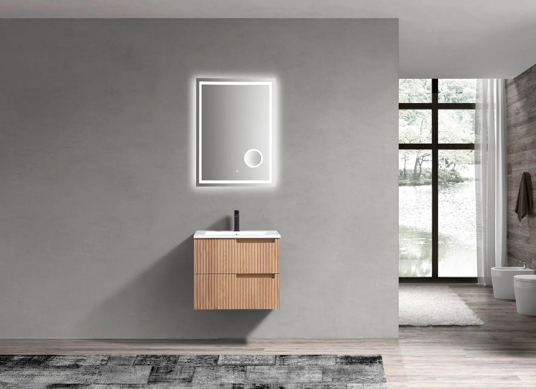 KubeBath 24” Fiore Modern Wall Mount Bathroom Vanity – Oakwood - Plumbing Market
