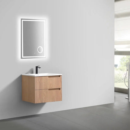 KubeBath 24” Fiore Modern Wall Mount Bathroom Vanity – Oakwood - Plumbing Market