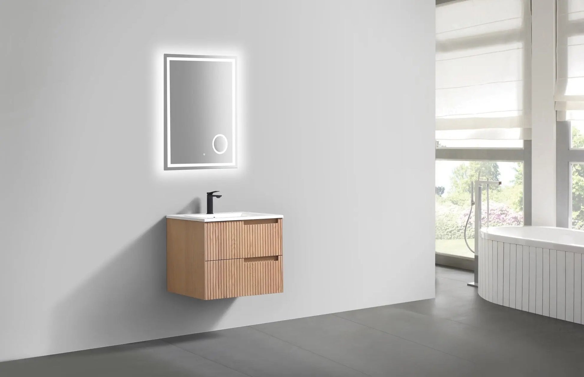KubeBath 24” Fiore Modern Wall Mount Bathroom Vanity – Oakwood - Plumbing Market