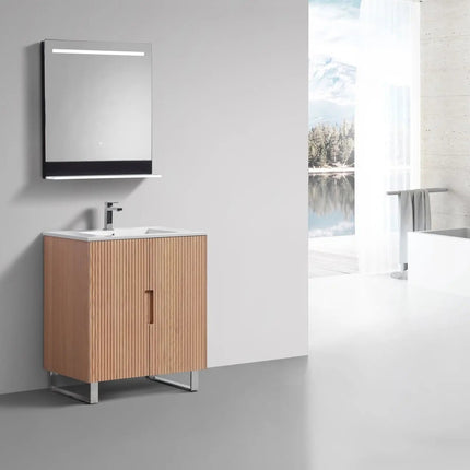 KubeBath 32” Fiore Free Standing Bathroom Vanity Oakwood FSKSW32 - Plumbing Market