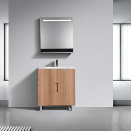 KubeBath 32” Fiore Free Standing Bathroom Vanity Oakwood FSKSW32 - Plumbing Market