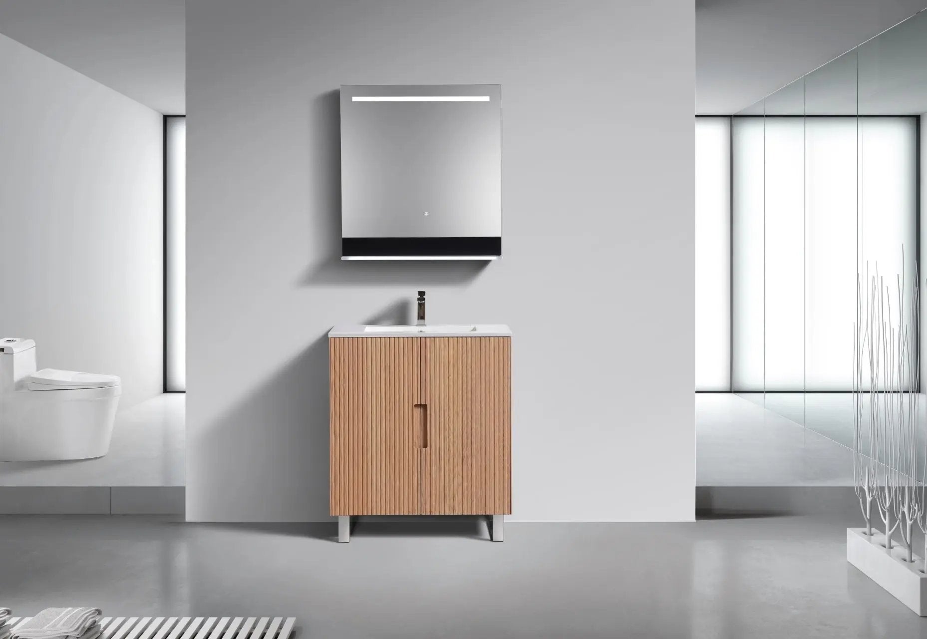 KubeBath 32” Fiore Free Standing Bathroom Vanity Oakwood FSKSW32 - Plumbing Market