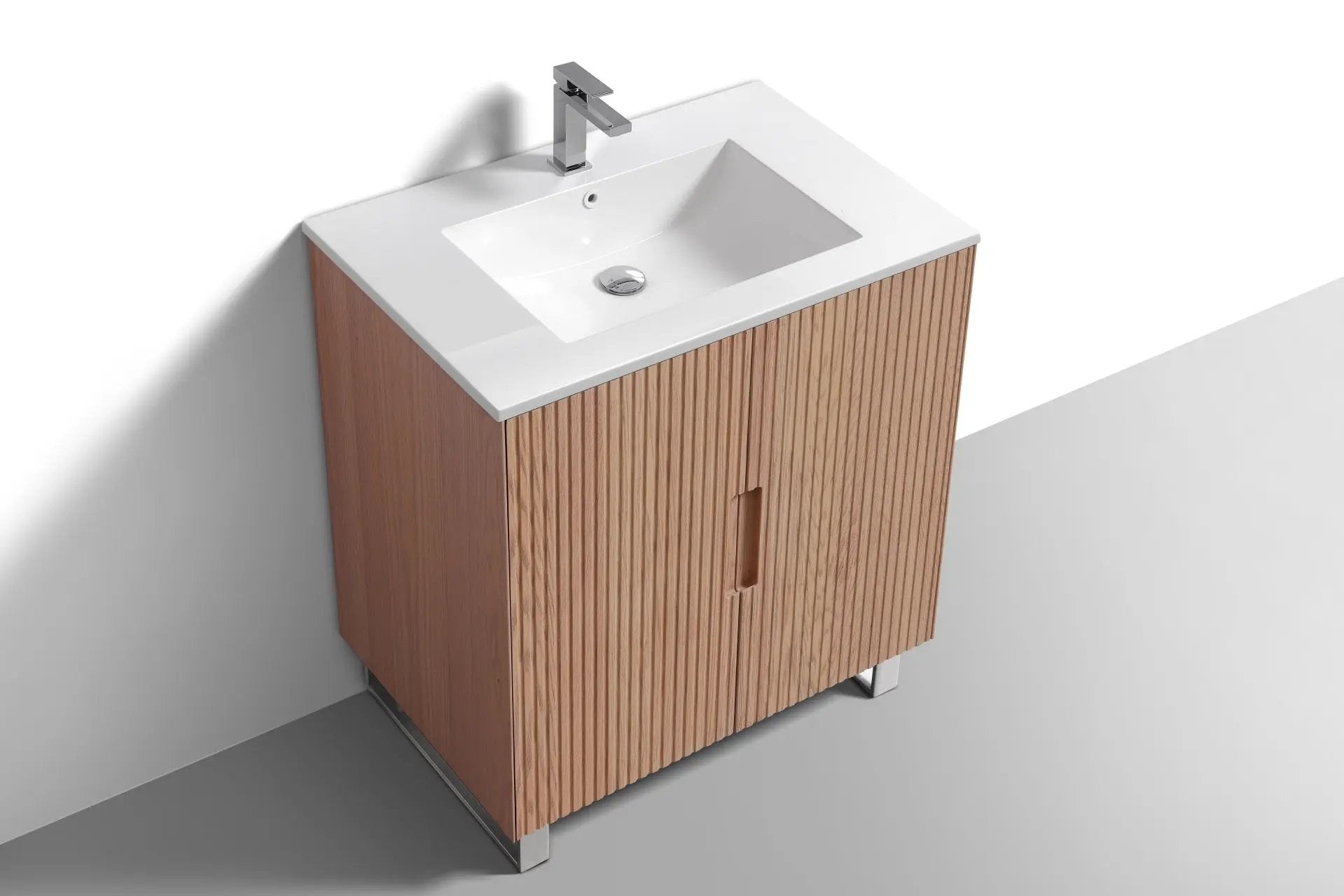 KubeBath 32” Fiore Free Standing Bathroom Vanity Oakwood FSKSW32 - Plumbing Market