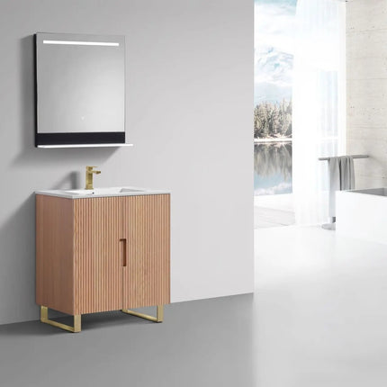 KubeBath 32” Fiore Free Standing Bathroom Vanity Oakwood FSKSW32 - Plumbing Market