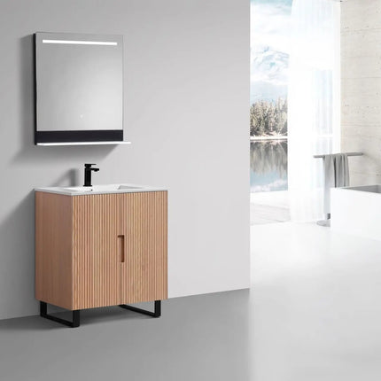 KubeBath 32” Fiore Free Standing Bathroom Vanity Oakwood FSKSW32 - Plumbing Market