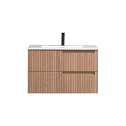 KubeBath 32” Fiore Modern Wall Mount Bathroom Vanity – Oakwood - Plumbing Market
