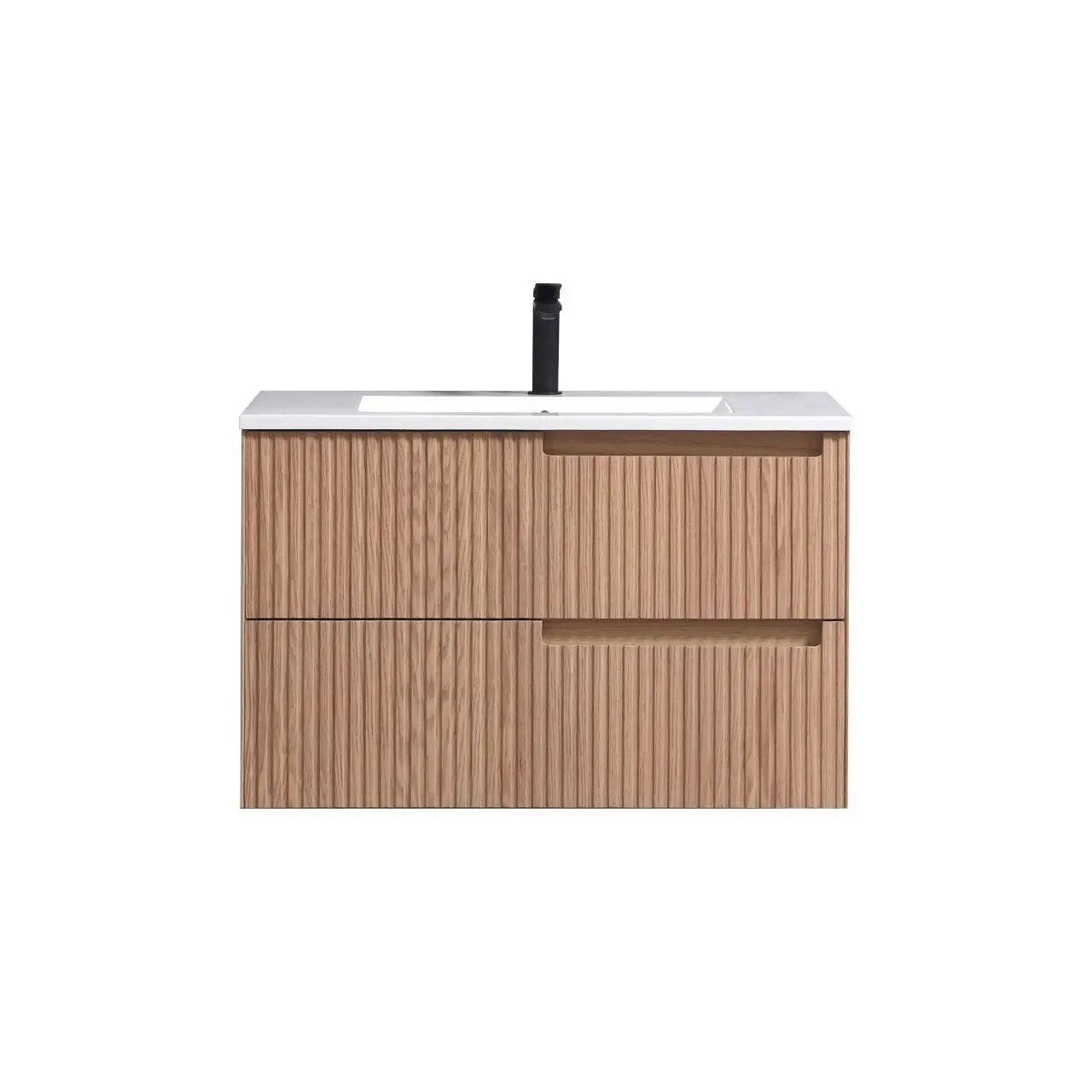 KubeBath 32” Fiore Modern Wall Mount Bathroom Vanity – Oakwood - Plumbing Market