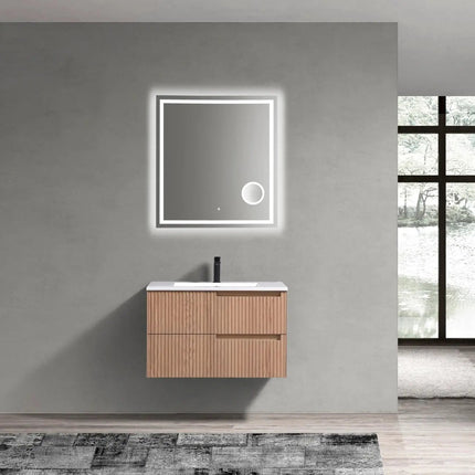 KubeBath 32” Fiore Modern Wall Mount Bathroom Vanity – Oakwood - Plumbing Market
