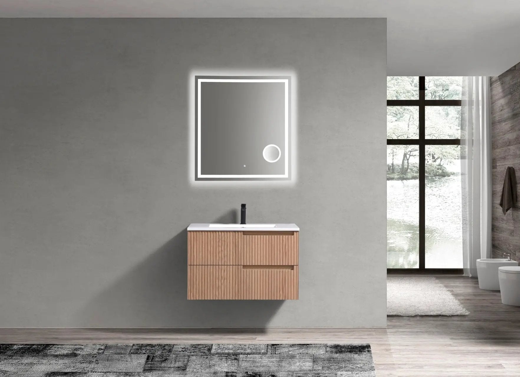 KubeBath 32” Fiore Modern Wall Mount Bathroom Vanity – Oakwood - Plumbing Market
