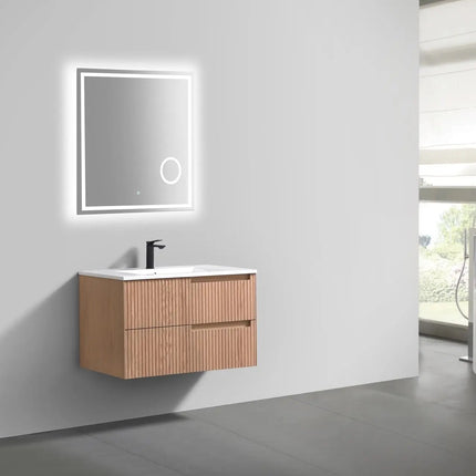KubeBath 32” Fiore Modern Wall Mount Bathroom Vanity – Oakwood - Plumbing Market