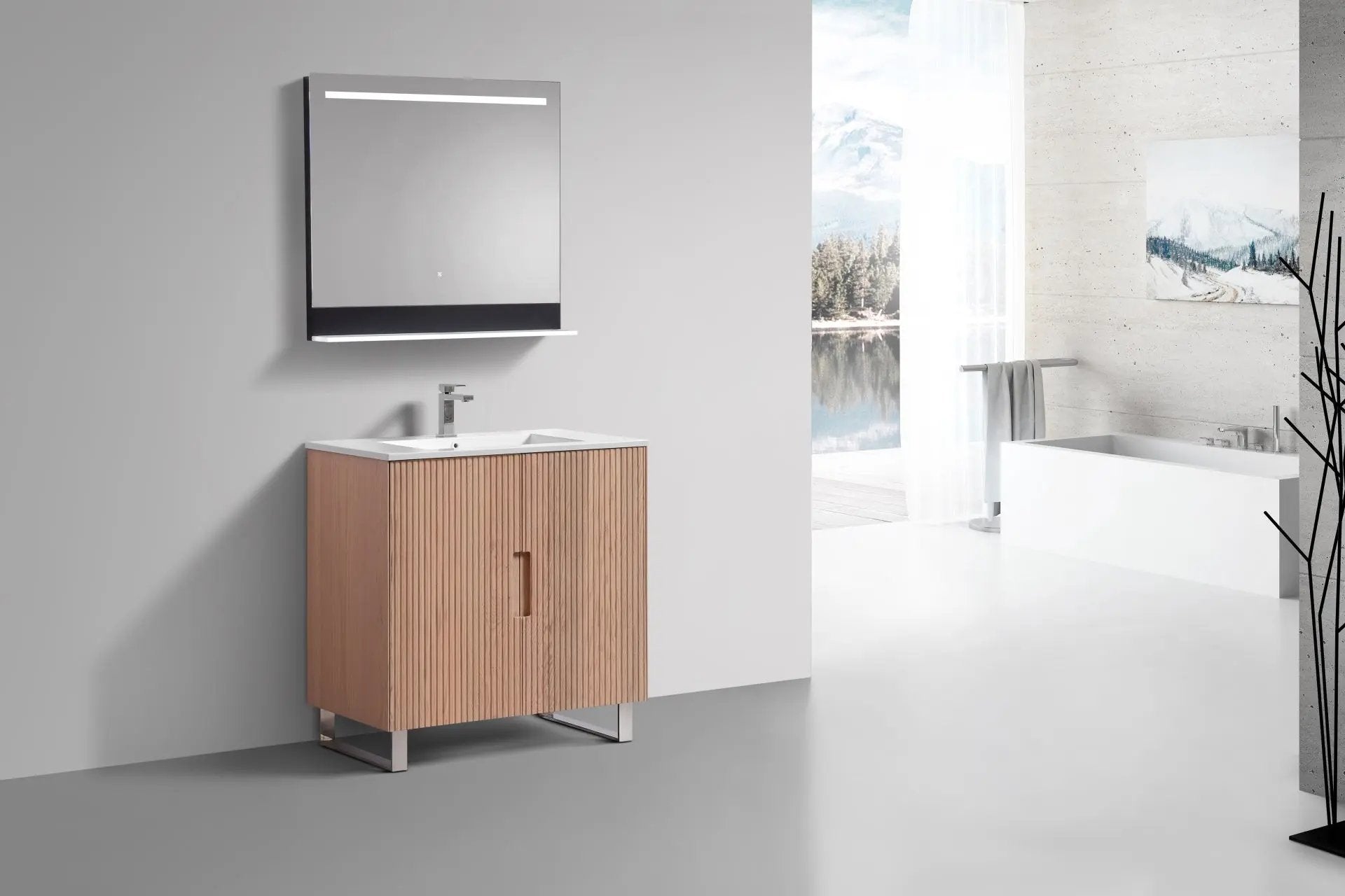 KubeBath 36” Fiore Free Standing Bathroom Vanity Oakwood FSKSW36 - Plumbing Market