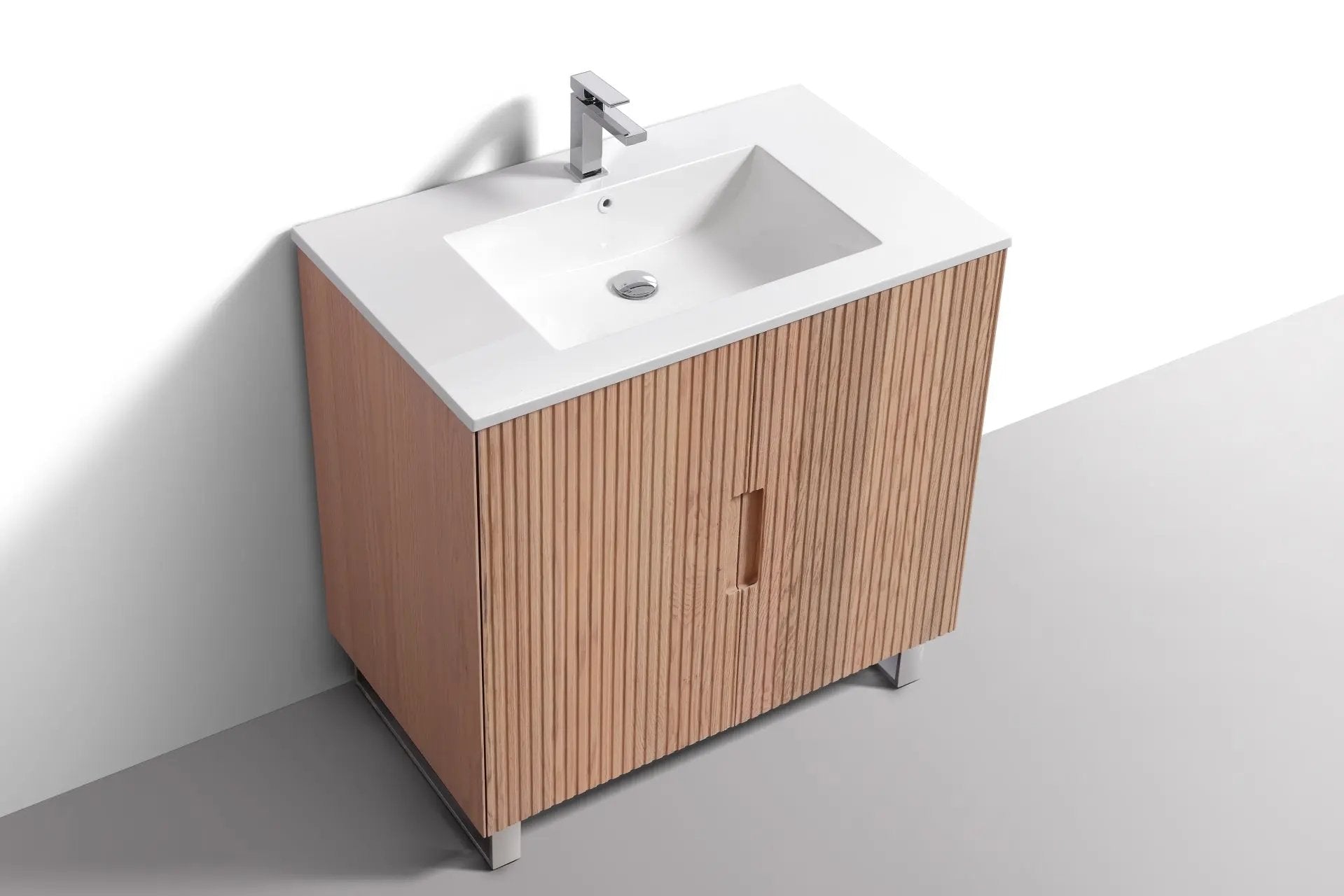 KubeBath 36” Fiore Free Standing Bathroom Vanity Oakwood FSKSW36 - Plumbing Market