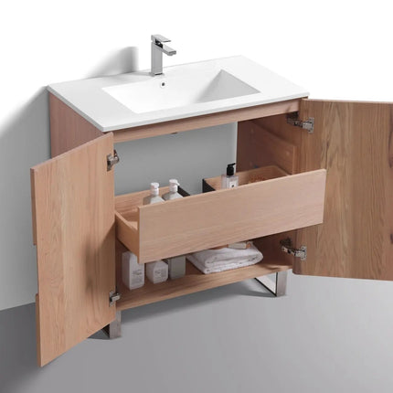 KubeBath 36” Fiore Free Standing Bathroom Vanity Oakwood FSKSW36 - Plumbing Market