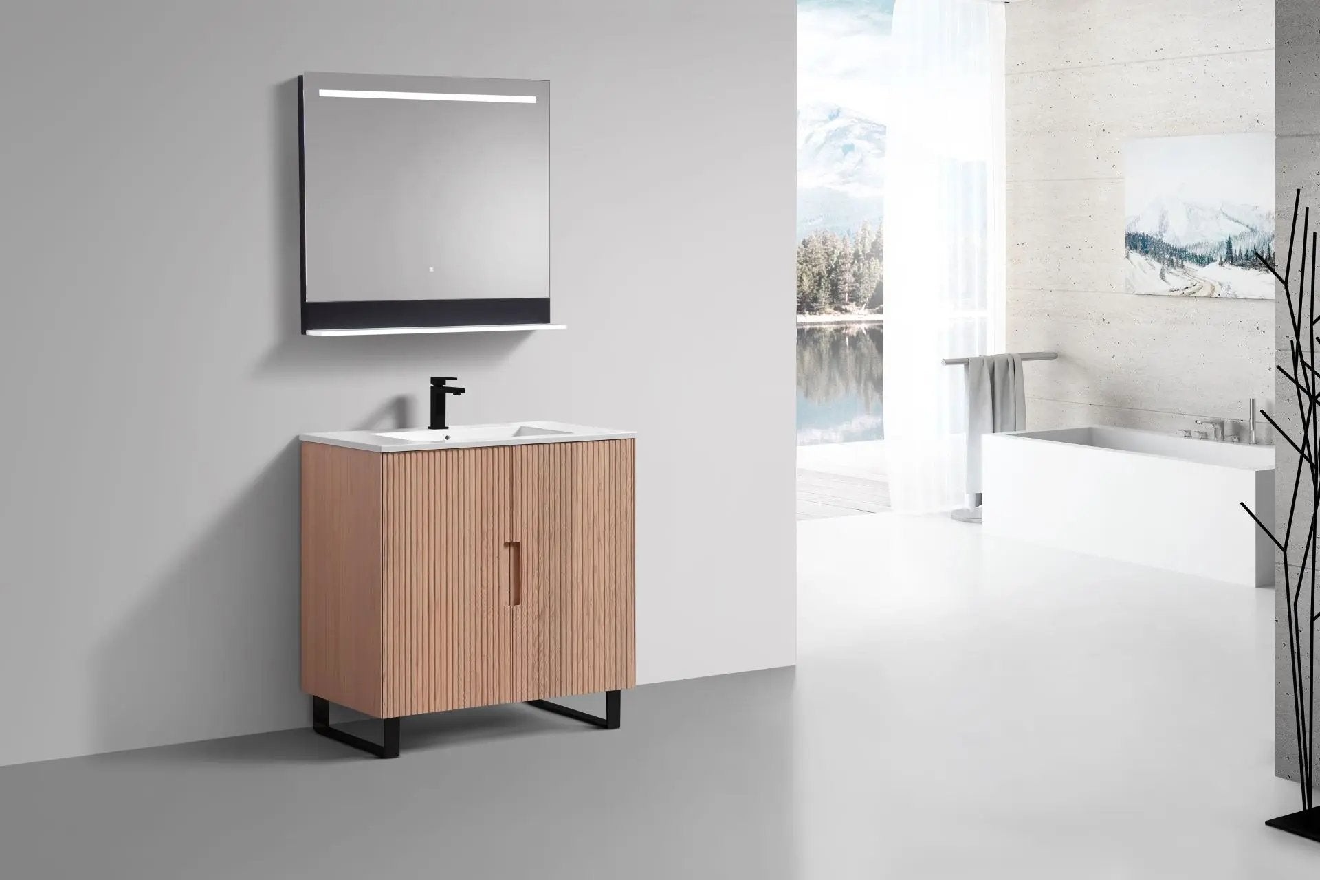 KubeBath 36” Fiore Free Standing Bathroom Vanity Oakwood FSKSW36 - Plumbing Market