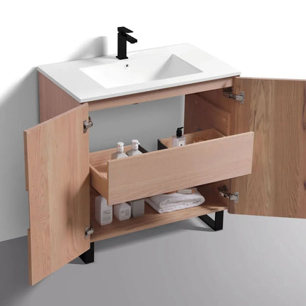 KubeBath 36” Fiore Free Standing Bathroom Vanity Oakwood FSKSW36 - Plumbing Market