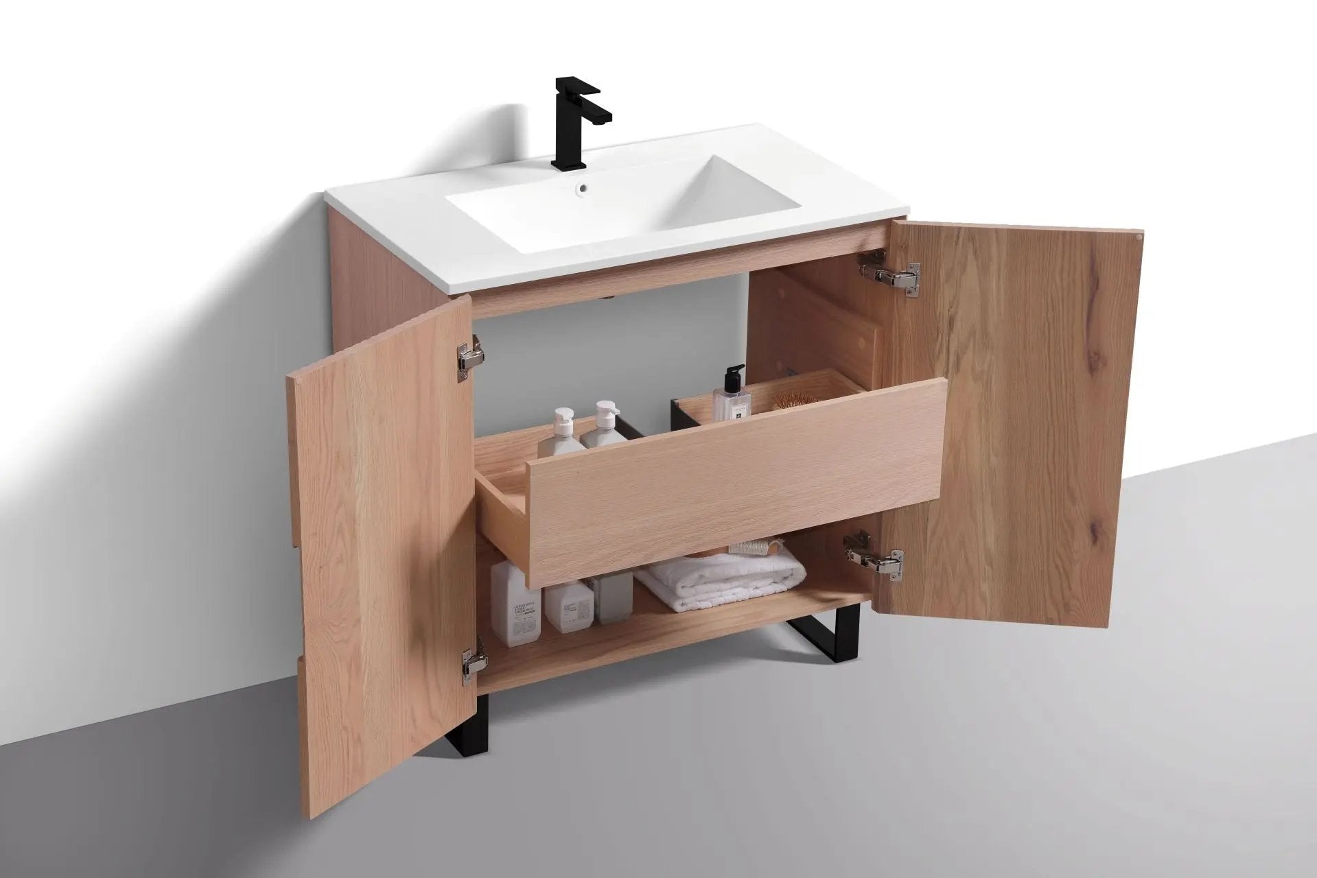 KubeBath 36” Fiore Free Standing Bathroom Vanity Oakwood FSKSW36 - Plumbing Market