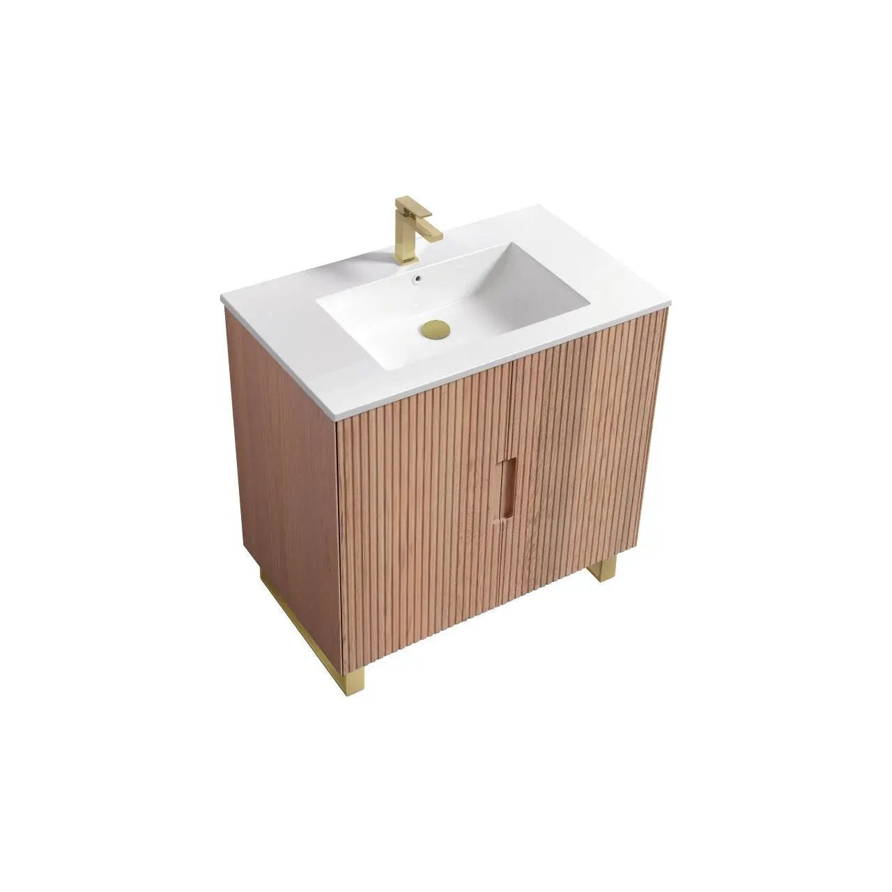 KubeBath 36” Fiore Free Standing Bathroom Vanity Oakwood FSKSW36 - Plumbing Market