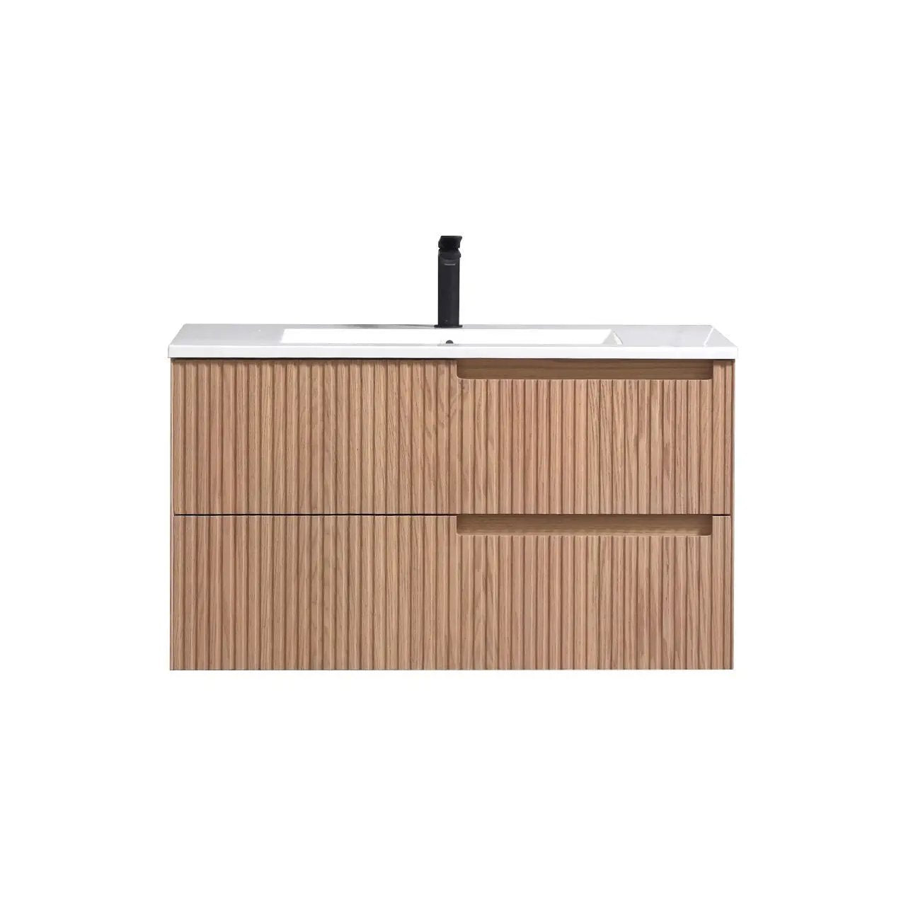 KubeBath 36” Fiore Modern Wall Mount Bathroom Vanity – Oakwood - Plumbing Market