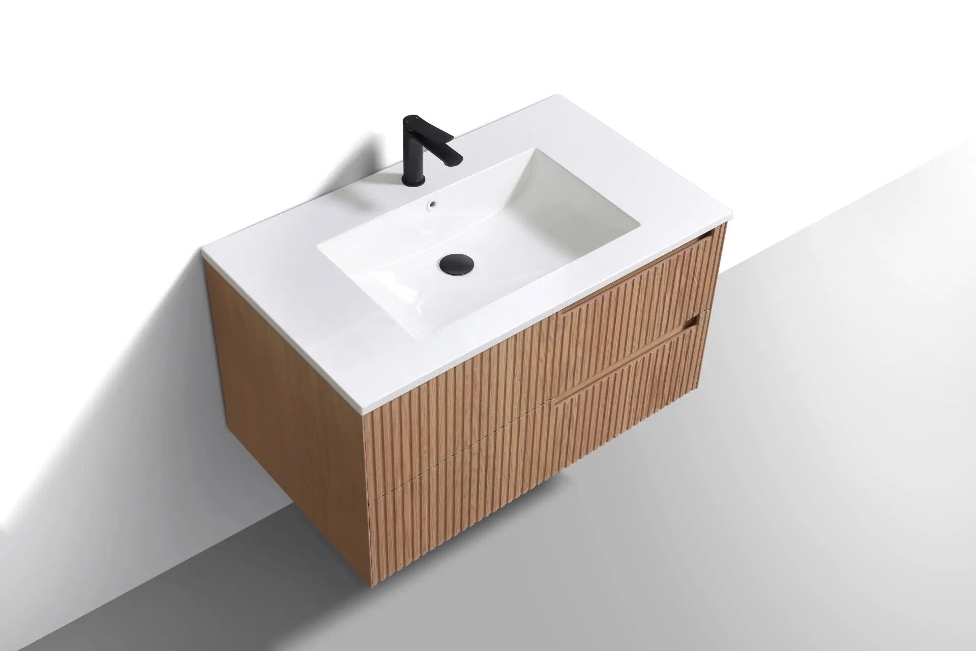 KubeBath 36” Fiore Modern Wall Mount Bathroom Vanity – Oakwood - Plumbing Market