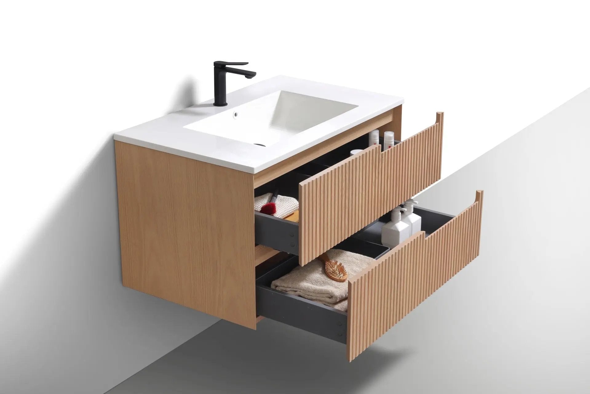KubeBath 36” Fiore Modern Wall Mount Bathroom Vanity – Oakwood - Plumbing Market