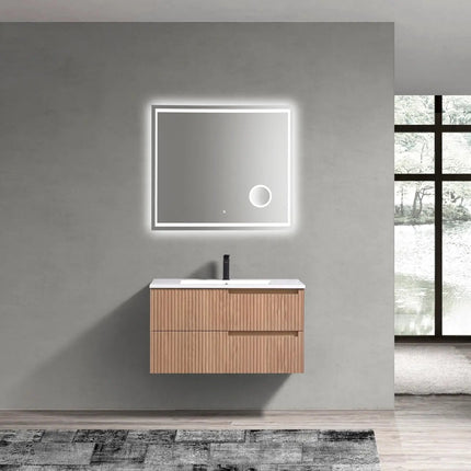 KubeBath 36” Fiore Modern Wall Mount Bathroom Vanity – Oakwood - Plumbing Market