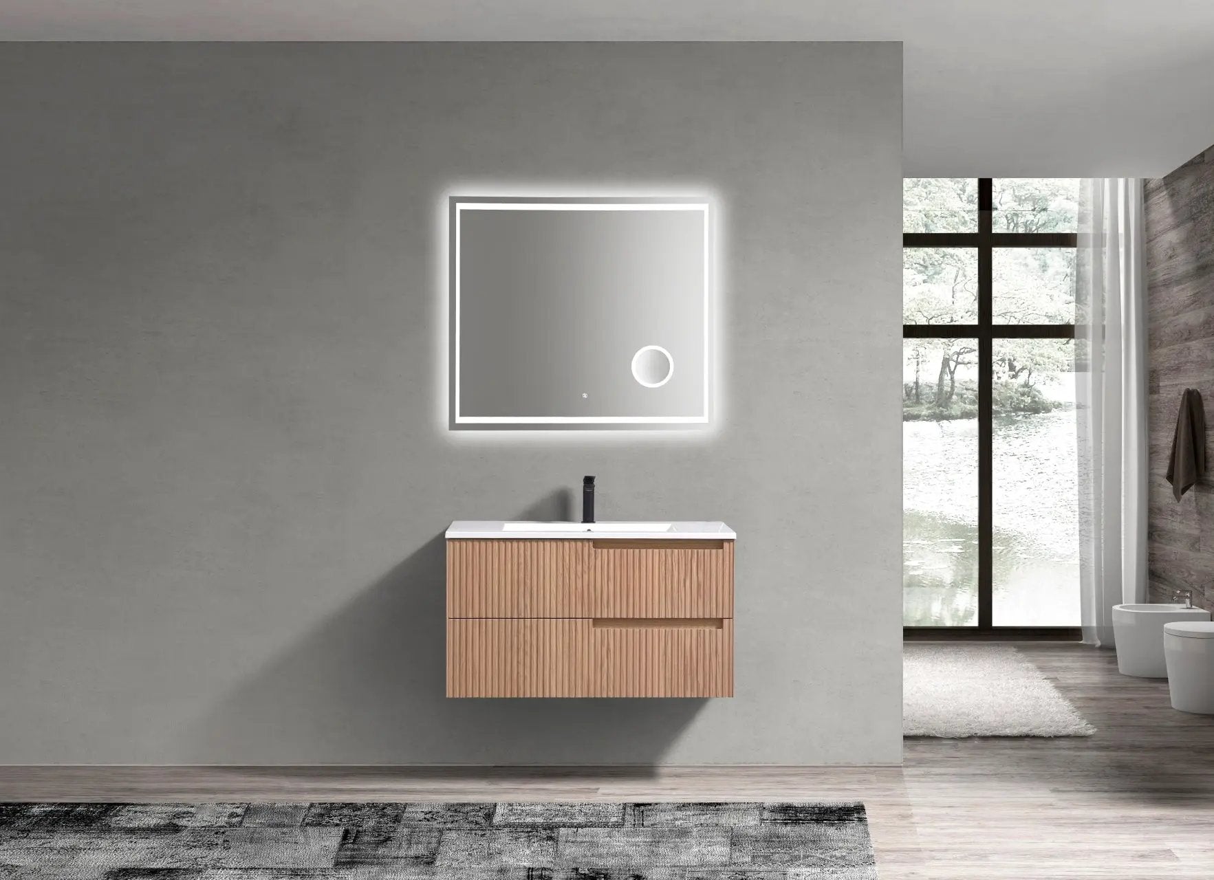 KubeBath 36” Fiore Modern Wall Mount Bathroom Vanity – Oakwood - Plumbing Market
