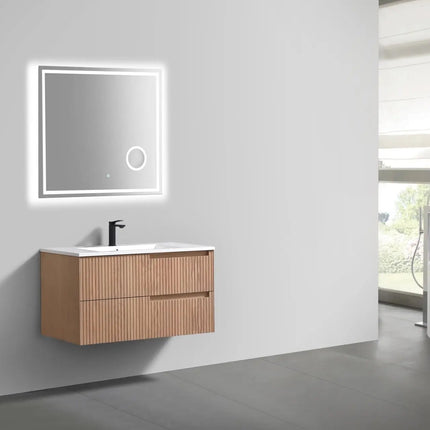 KubeBath 36” Fiore Modern Wall Mount Bathroom Vanity – Oakwood - Plumbing Market