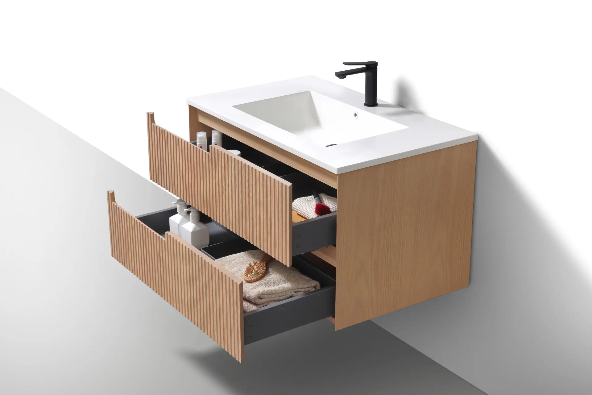 KubeBath 36” Fiore Modern Wall Mount Bathroom Vanity – Oakwood - Plumbing Market