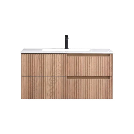 KubeBath 40” Fiore Modern Wall Mount Bathroom Vanity – Oakwood - Plumbing Market