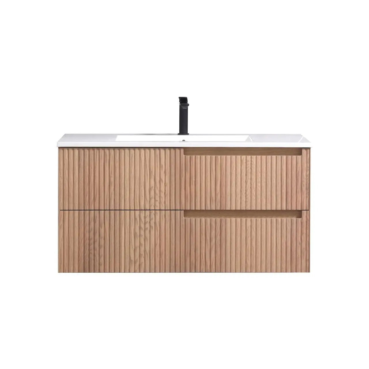 KubeBath 40” Fiore Modern Wall Mount Bathroom Vanity – Oakwood - Plumbing Market