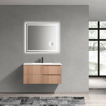KubeBath 40” Fiore Modern Wall Mount Bathroom Vanity – Oakwood - Plumbing Market
