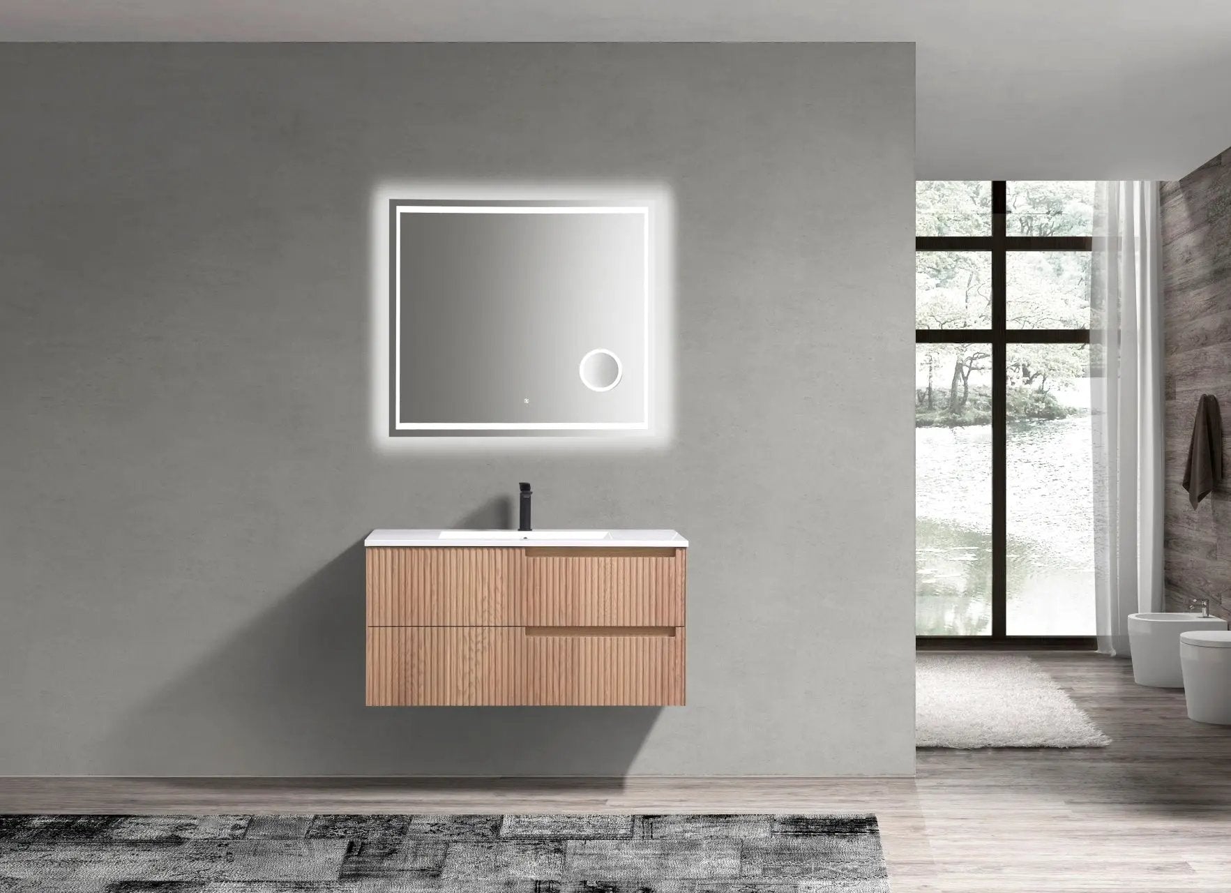 KubeBath 40” Fiore Modern Wall Mount Bathroom Vanity – Oakwood - Plumbing Market