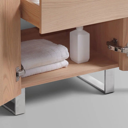 KubeBath 48” Fiore Double Sink Free Standing Bathroom Vanity Oakwood FSKSW48D - Plumbing Market