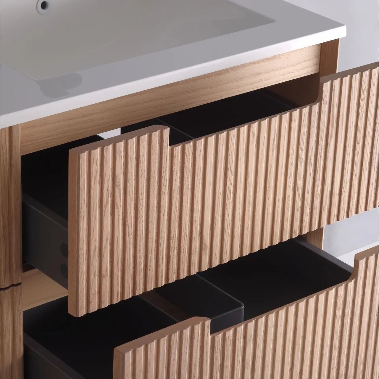 KubeBath 48” Fiore Modern Wall Mount Double Sink Bathroom Vanity – Oakwood - Plumbing Market