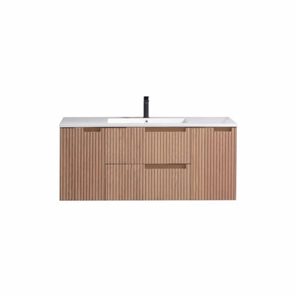 KubeBath 48” Fiore Modern Wall Mount Single Sink Bathroom Vanity – Oakwood - Plumbing Market