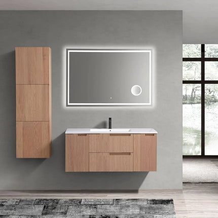 KubeBath 48” Fiore Modern Wall Mount Single Sink Bathroom Vanity – Oakwood - Plumbing Market