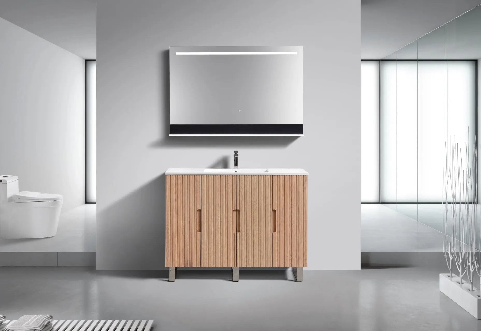 KubeBath 48” Fiore Single Sink Free Standing Bathroom Vanity Oakwood FSKSW48S - Plumbing Market