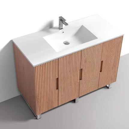 KubeBath 48” Fiore Single Sink Free Standing Bathroom Vanity Oakwood FSKSW48S - Plumbing Market